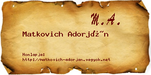 Matkovich Adorján névjegykártya